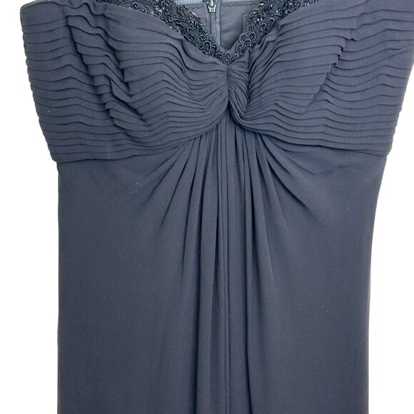 Tadashi Collection Size 14  Black 100% Silk Beaded Chiffon Evening Gown - Picture 4 of 12